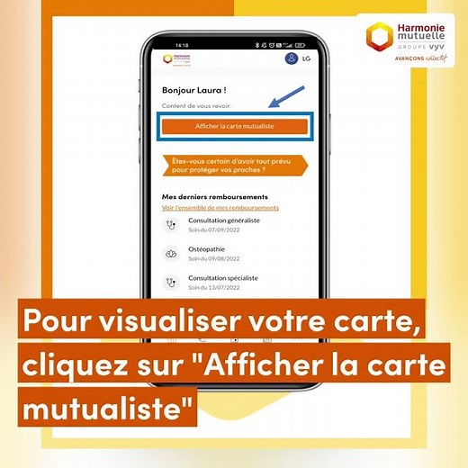 Tuto : retrouver votre carte mutuelle tiers payant Harmonie Mutuelle depuis votre appli Harmonie&Moi