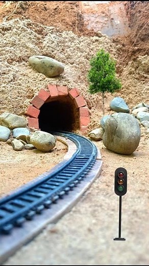 Realistic Train Tunnel Entrance Built with Bricks and Natural Stones | Miniature Diorama