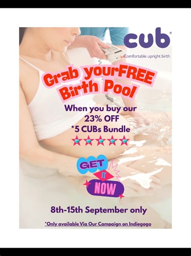 FREE birth pool and 23% off the 5 CUB bundle 🤩. Tap 🔗 in bio to claim now 👆@INDIEGOGO only #midwife #doula #doulasoftiktok #waterbirth #pregnant