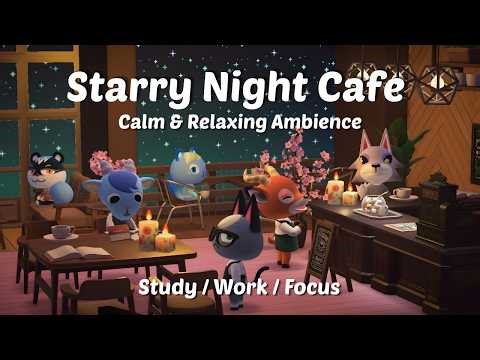 Starry Night Cafe 🌙 Animal Crossing Ambience | Calm Jazz Lofi for Study, Work & Focus (3 Hours)