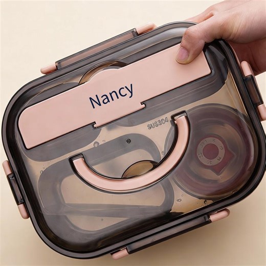Personalized Interchangeable Compartment Lunch Box | Stainless Steel Bento Box With Handle & Seal - Etsy