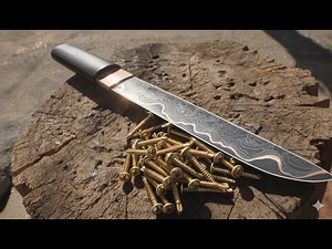 Forged Damascus Dragon Scales with Screw& Copper - Traditional Korean Self-Defense Sword