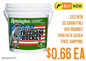 Remington UMC .223 Rem, 55 Grain FMJ 300 Round Bucket $199.00 FREE S&H