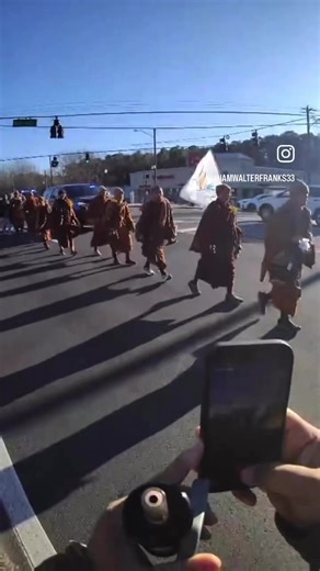 Buddhist Monks Walking for Peace Awareness