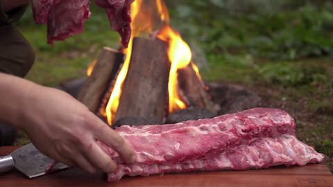 5KG of Butter and Ribs in the Woods - ASMR Fire Cook