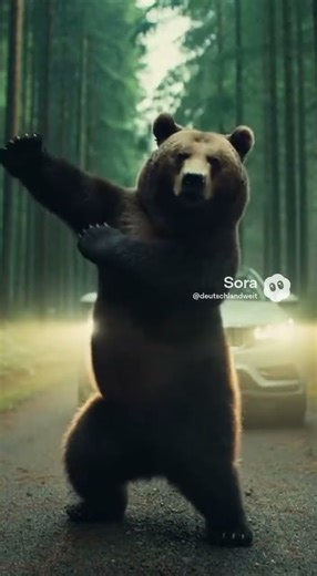Auto trifft auf Bär –und der fängt einfach an zu tanzen?! 🐻🚗💃#DancingBear #WaldFail