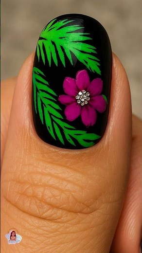 Nail Art Tutorial: DIY Black Base Floral Design with Pigments