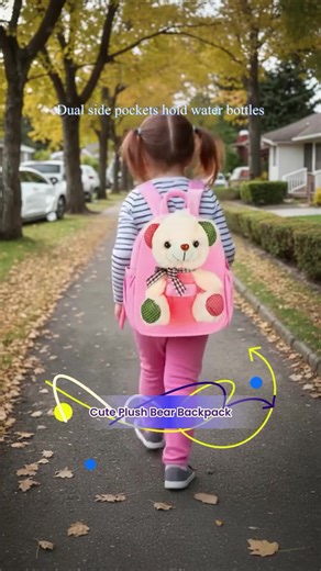 Adorable Plush Bear Toddler Backpack for Girls