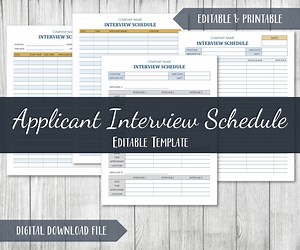 Editable Interview Schedule Template: HR Interview Tracker (8.5x11) (digital Download) - Etsy