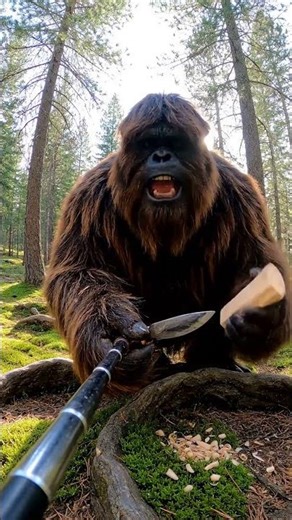 Bigfoot Carves a Treehouse Doorbell #wildlife #funny #animals #nature