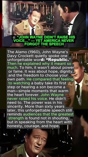 😢🎬 “JOHN WAYNE DIDN’T RAISE HIS VOICE…” — YET AMERICA NEVER FORGOT THE SPEECH #shorts #hollywood