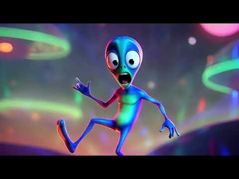 Alien funny dance in disco style