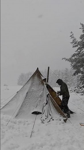 Snowstorm Camping with My Dog | Hot Tent & Winter Survival ❄️🏕️🔥