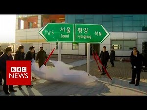 Ceremony held to reconnect N and S Korea - BBC News
