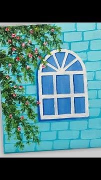 Easy Aesthetic Painting for Beginners / Flower in Window Acrylic Painting