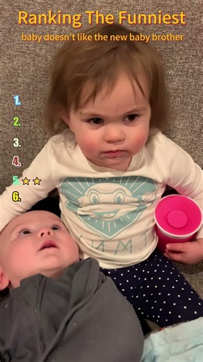 Ranking The Funniest baby doesn't like the new baby brother