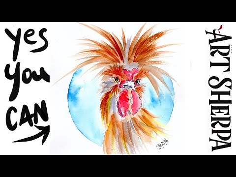 Fluffy polish chicken Easy How to Paint Watercolor Step by step | The Art Sherpa