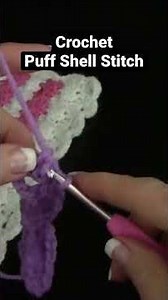 Crochet 🌺 Puff Shell Stitch Beginner Easy How to Free Pattern for Afghans Dishcloth Scarf Knit
