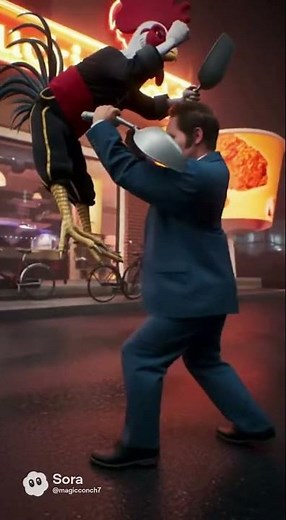 [AI] Chicken Martial artist apprentice fights against High End Fried Chicken Employee