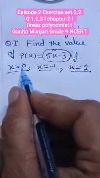 Episode 2 Exercise set 2.2 Q 1 l chapter 2 l linear polynomial l Ganita Manjari Grade 9 NCERT Gan-M