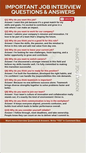 10 Most Important Job Interview Questions and Answers