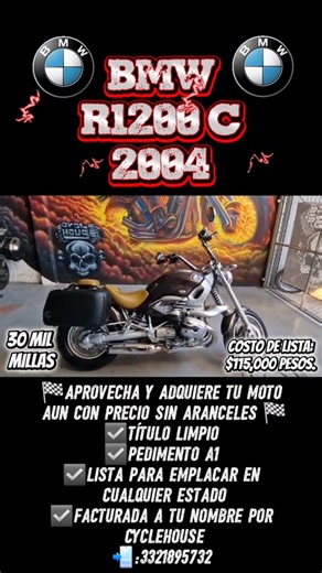 💥💥💥📢 𝔻𝕀𝕊ℙ𝕆ℕ𝕀𝔹𝕃𝔼 📢💥💥💥 BMW R1200C MODELO:2004 CON 30 MIL MILLAS EN $115,000 PESOS.