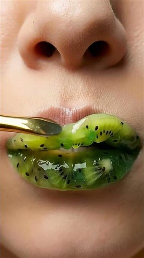 Kiwi fruit lips that actually peel #makeup #shorts