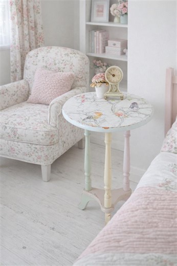 Hand Painted Bird Table: Whimsical Decoupage Shabby Chic End Table - Etsy