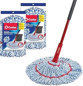O-Cedar MicroTwist MAX Microfiber Twist Mop with 2 Extra Refills | Features Hands-Free Wringing | Extra Large 18-Inch Mop Head | Safe on All Floor Types,Red
