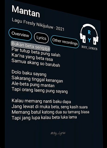 Mantan - Fresly Nikijuluw || Lyrics🎧🎶 . . . #lyrics#mantan#musikviral #foryou#rhylyrics