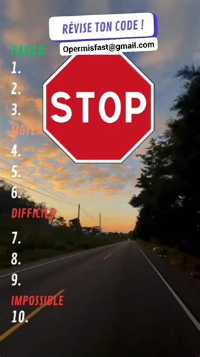 56K views · 1.9K reactions |  Révise ton code de la route en t’amusant !  Facile : Les panneaux les plus connus   Moyen : Les priorités à droite ➡️⬅️  Difficile : Les règles spéciales (pluie, nuit, autoroute) ️  Impossible : Les pièges du code que même les experts ratent   Et toi, tu es à quel niveau ?  Réponds en commentaire ⬇️ #quizpermis #codedelaroute #objectifpermis #revisioncode #permisexpress | Objectif permis express | Facebook