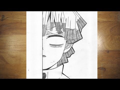 How to Draw Zenitsu | Half Face Drawing Anime | Easy and Beautiful Drawing