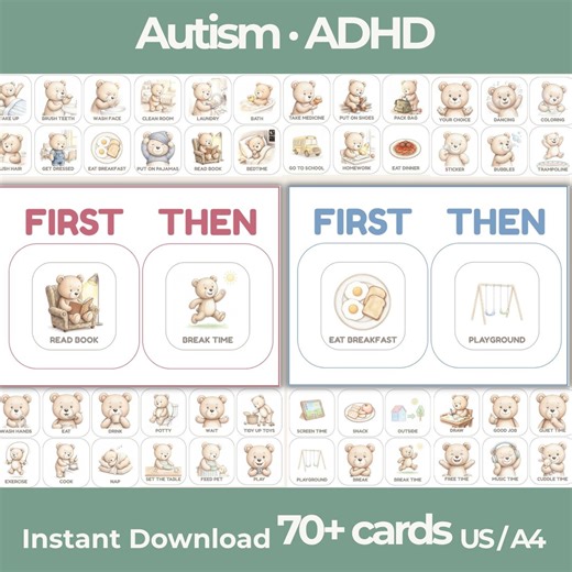 First Then Board Printable, Communication Board, Morning Routine Chart for Autism ADHD Kids - Etsy