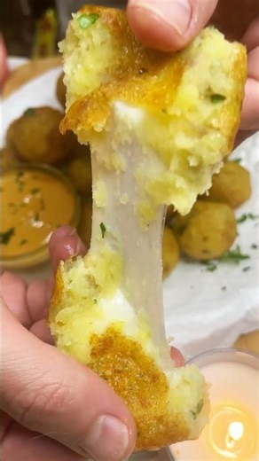Crispy Potato Balls With A Cheese Pull