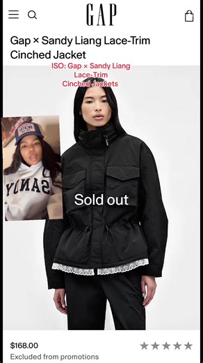 ISO: @Gap × Sandy Liant Lace-Trim Cinched Jacket size small or medium 🥹 #gap #sandyliang #fashiontok #fashiontiktok