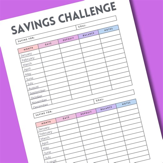 Savings Challenge Budget Planner Printable PDF, Monthly Budget Tracker, Savings Tracker Sheet, Money Planner, Finance Planner Printable - Etsy
