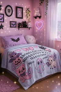 Pastel Goth Halloween Plush Blanket, Occult Blanket, Kawaii Ouija Board Design, Pastel Witchcore Decor, Cozy Fleece, Pastel Goth Decor - Etsy