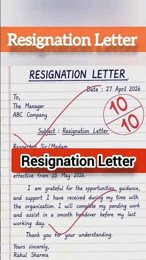 Resignation letter Writing Format | Full Marks (10/10) Easy Guide | What Score Would You Give?