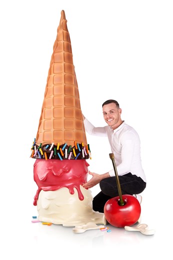 7.8M views · 282K reactions | I’ve pushed my chocolate skills to new heights, literally! This may be the tallest chocolate showpiece I’ve ever done: a gigantic fallen ice cream cone that celebrates the return of summer. Every detail is crafted in chocolate, from the creamy swirl to the colorful sprinkles and crunchy wafer cone. I wanted this pop art-inspired piece to feel playful and nostalgic. Let me know what you think of this sweet tribute to summer! | Amaury Guichon | Facebook