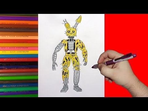 How to draw Ignited Springtrap, FNaF, Как нарисовать игнайт Спрингтрапа, ФНаФ