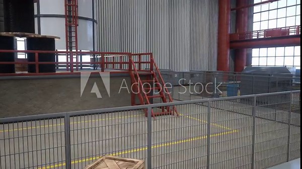 Computerized machines in warehouse with control panels and touchscreens displaying diagrams, 3D rendering. CNC machinery used for automatization processes in storehouse, 3D animation