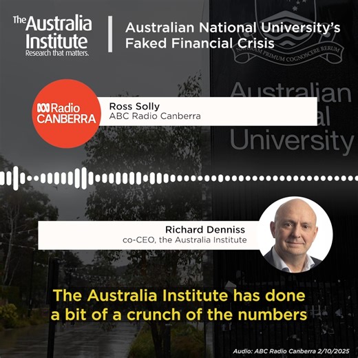 5.3K views · 106 reactions | The Australian National University has been crying poor to justify cutting staff, while hiding millions in profit. "They'll tell you the $170 million they got in investment returns, $16 million in donations, and $40 million in other expenditure shouldn't count." - co-CEO Richard Denniss on ABC Radio Canberra For more info ⤵️ https://australiainstitute.org.au/post/the-anus-hidden-90m-budget-surplus/ | The Australia Institute | Facebook