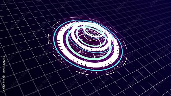 glowing hud animation and digital technology background. HUD Animation Circular Interface.