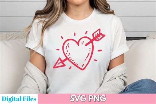 Arrow Heart SVG | Heart With Arrow SVG | Valentine Heart Line Art | Love Arrow SVG | Cricut Cut File | Valentine Png - Etsy