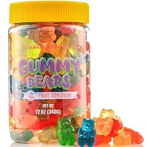 Gummy Bears - Assorted 12 Flavors Gummies Candy in Jar - 12 oz Gummy Bear Candies Mix - Fun and Delicious Gummy Snack