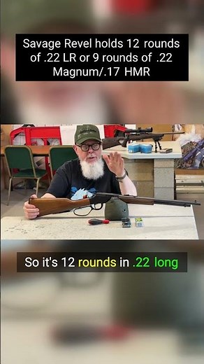 Savage Revel holds 12 rounds of 22 LR or 9 rounds of 22 Magnum 17 HMR