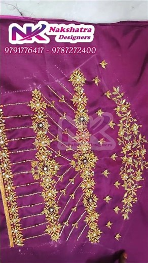Aari Embroidery Blouse Design | Heart Shape Net Neck + Name Initial | Nakshatra Designers