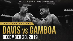 On December 28, 2019, Gervonta "Tank" Davis and Yuriokis Gamboa battled for 12RDs, ending 2019 with a BANG 👊🧨💥! #PBCFightAnniversary 👀 #DavisGamboa full fight now: https://youtu.be/KZtVQo8lpqY | Premier Boxing Champions