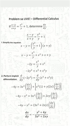 LIVE! Problem 1 - Differential Calculus @SakrisTanTan🐼 #engineering #math #differentialcalculus #solved #fyp #let