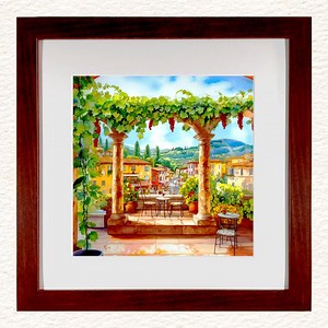 Tuscany Ceramic Painting 2 Style Options - Italian Landscape Art, Cherry Wood Frame - Etsy